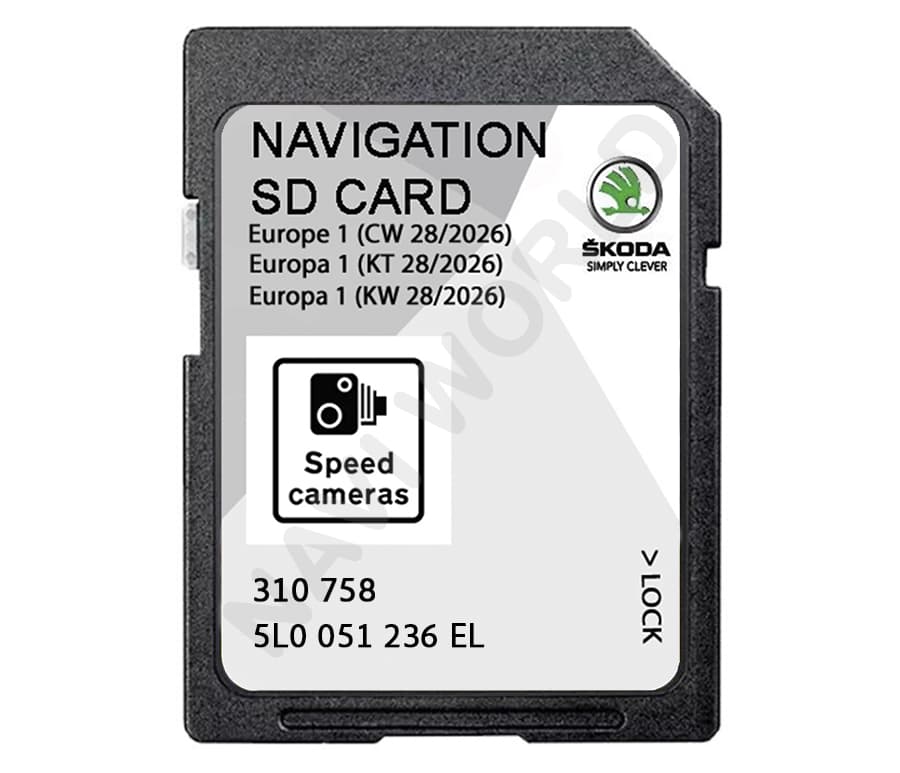 Skoda 5L0051236EL Europe Sat Nav SD card Amundsen MIB2 2026